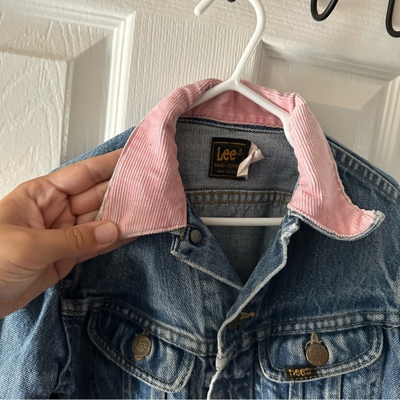 Lee Vintage Girl’s Denim Jacket Pink Corduroy Collar Size 8 - Picture 8 of 13
